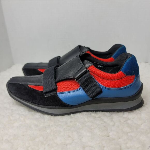 Prada Sport Womens Sneaker Shoes Sise 9 Black Red Blue Strappes Closure - Picture 3 of 16
